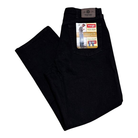 NWT‎ Wrangler Black Straight Leg 100% Cotton Jeans Men’s 36x30 - Picture 1 of 9